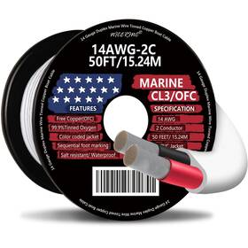 By83896 Nicerinc 14 Gauge Duplex Marine Wire 50 Ft Tinned Copper Boat Cable For Outdoor Use