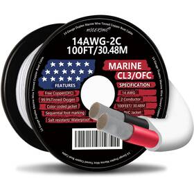 By83926 Nicerinc 14 Gauge Duplex Marine Wire 100 Ft Tinned Copper Boat Cable For Outdoor Use