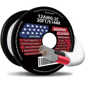 By86613 Nicerinc 12 Gauge Duplex Marine Wire Tinned Copper Boat Cable 30ft Awg Standard Us