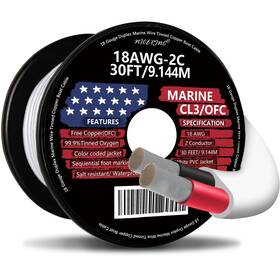By86623 Nicerinc 18 Gauge Tinned Copper Marine Wire 30ft - Ofc Boat Cable For Automotive And Solar