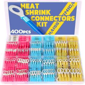 Hx1895 Nobrand 400pcs Marine Heat Shrink Connectors Tinned Copper Awg26-10 4colors/31sizes