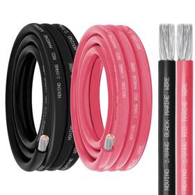 Novino Bc-135 2/0 Gauge Marine Wire Awg Grade Include 10ft Red And
