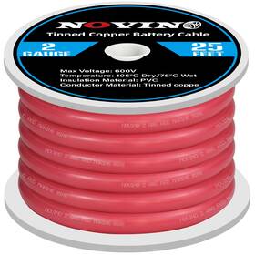 Sbc-015 Novino 2 Awg Tinned Copper Marine Battery Cable 600v Gauge 25ft Grade Prima