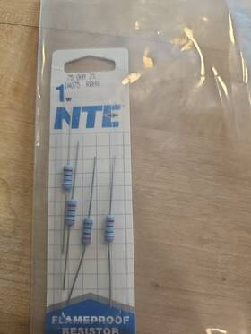 1w075 Nte Electronics Resistor 1 Watt Metal Oxide Film Flameproof 75 Ohm 4pk