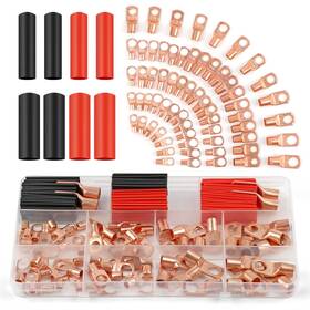 Peasug B004-xmkj56-scjxdztz-x130 130pcs Copper Wire Lugs Kit Awg 2-12 Ring Terminals W Heat Shrink Tubing Set