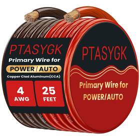 Ptubr-4g25f02 Ptasygk 4 Gauge Wire 25ft Red Black Cca Automotive Battery Power Cable Low Voltage Pr
