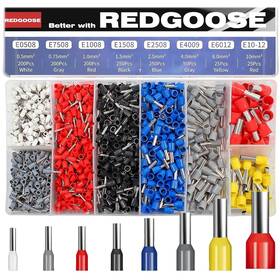 Gsve1200 Redgoose 1200pcs Assorted Wire Ferrules Terminals Kit Awg 22-10 Insulated Copper Crim