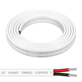 Shirbly 726084766778 10 Gauge Duplex Marine Grade Wire - 20ft Awg Tinned Copper Boat Cable 2 Core