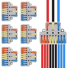 Shutao 13842st-1 6pcs Lever Wire Connector Compact Diy Quick Connect Push-in Splitter 3 In 9