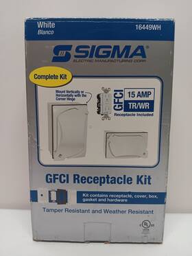 16449wh Sigma Electric Weatherproof Rectangular Gfci Outlet Kit White 15 A