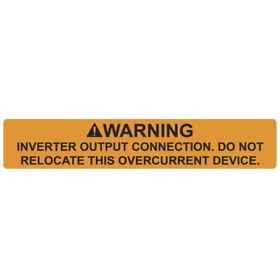 4.125x.75in Solar Label Warning Inverter Output Connection V Orng Pack Of 1