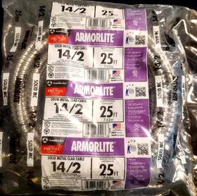 68580021 Southwire Armorlite Solid Metal Clad Cable 14/2 X 25 Ft. 7.62m