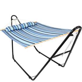 Sunnydaze Decor Op-169-mhs-combo 2-person Quilted Hammock With Universal Steel Stand - Misty Beach By