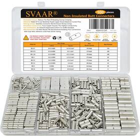 Svaar-bn500-6-26 Svaar 500pcs Non Insulated Butt Connectors 6-26 Gauge Splice Kit Ga