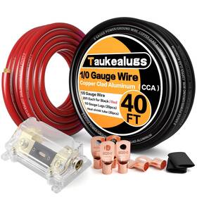 Yhgfdhs0849z Taukealugs 1/0 Gauge Battery Cable Wire Copper Clad Aluminum Cca Amp Wiring Kit 40ft Bla