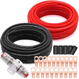 Taukealugs Yhgfdhs0889z 8 Gauge Wire Copper Clad Aluminum Cca 50ft Each For Black/red With 8ga Lugs