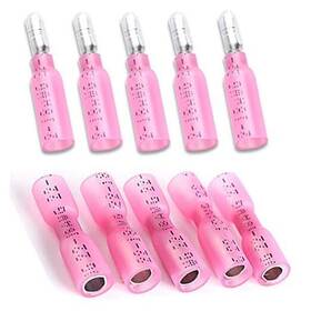 Teansic Ic124-127 Heat Shrink Bullet Connectors 100pcs Female And Male Pink - Awg 22-18