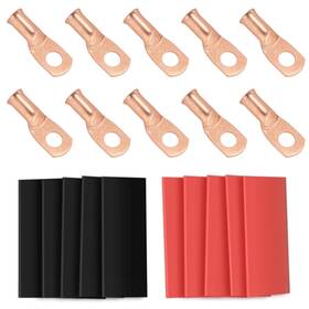 Sag6516-10pk-tx Tivorex 10pcs 6 Awg - 5/16 Inch M8 Battery Copper Lugs Wire Ring Terminal Connecto