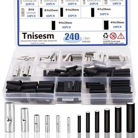 Tn-24 Tnisesm 240 Pcs Non-insulated Butt Connectors Assortment Kit Seamless Uninsul