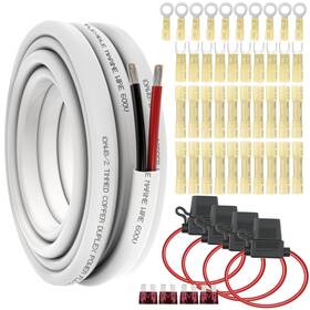 Ca-tcw-0z2z8f4 Tuijodaix 10/2 Awg Marine Wire Duplex Cable 20ft 10 Gauge 2 Conductor Oxygen-free Tinne