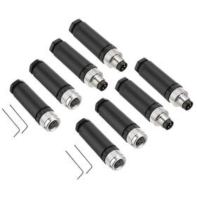 Uxcell 609044704129 4 Set 3 Pin M8 Female Male Aviation Connector Wire Plug A Coding 8mm Circular