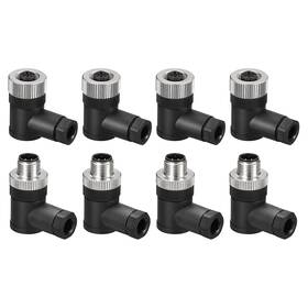 Ip67 Uxcell 632702521882 4 Set Pin M12 Male And Female Aviation Wire Connector Bending Waterproof