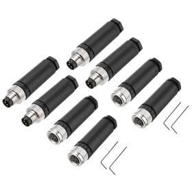 Ip67 Uxcell 641832414162 4set 3p M8 Female Male Aviation Connector Wire Plug Waterproof For Cable