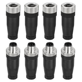 Uxcell 680811814166 4-pins M12 Male And Female Aviation Wire Connector 4sets Waterproof Ip67