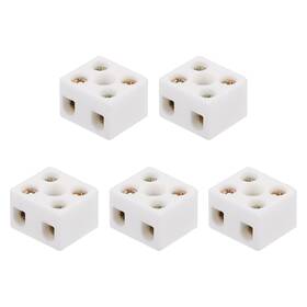 Uxcell 783243412402 5pcs 10a 110v-600v 2 Way Ceramics Terminal Blocks 21.5x19.5x14 Mm