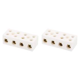 Uxcell 783243412419 2pcs 30a 110v-600v 4 Way Ceramics Terminal Blocks 58x25.5x19 Mm