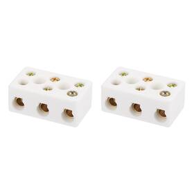 Uxcell 783243412440 2pcs 30a 110v-600v 3 Way Ceramics Terminal Blocks 46x27x19 Mm
