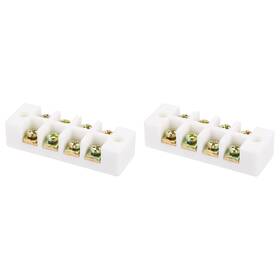 Uxcell 783243412501 2pcs 30a 110v-600v 4 Way Ceramics Terminal Blocks 66x23x17 Mm