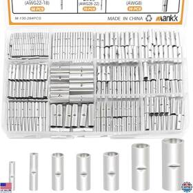 Visit The Mankk Store M-130-284pcs 284pcs Non-insulated Butt Connectors Kit - 26-6 Gauge Tinned Copper Crimp