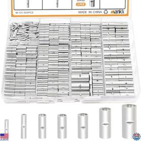 Visit The Mankk Store M-131-503pcs 503pcs Non Insulated Butt Connectors Kit 26-6 Gauge Tinned Red Copper Crimp Wire