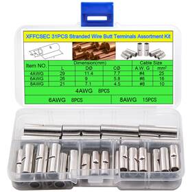 3types Xffcsec 635028458528 Stranded Wire Butt Connector Gauge Bullet Type Crimp Terminals