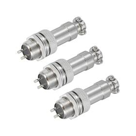 Zaplyte 632702370633 3pcs 2pin Aviation Connector 125v 5a 16mm Metal Circular Silver