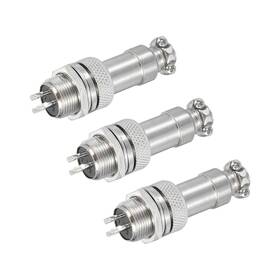 Zaplyte 632702370657 3pcs 3 Pin Aviation Connector 125v 5a 16mm Metal Circular Silver