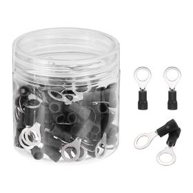 Zaplyte 679134483319 100pcs Insulated Ring Terminal Rv1.25-6 22-16awg Battery Connectors Black