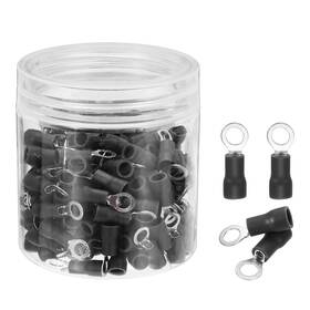 Zaplyte 686130424802 100pcs Insulated Ring Terminal Rvs1.25-4 22-16awg Battery Connectors Black