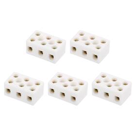 Zaplyte 783243412389 5pcs 15a 110v-600v 3 Way Ceramics Terminal Blocks 33x19x15 Mm