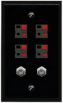 Riteav 4 Speaker 2 Port Coax Cable Tv Wall Plate - Flat Black/black. Fixed Price $34.82.