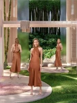 Silk Maison French Bow Halterneck 100% Maxi Slip Dress Copper Sz M- Medium. Fixed Price $200.00.
