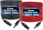 Windynation 8 Awg Gauge Pair Solar Cable, 30 Feet Black + Red. Fixed Price $100.51.