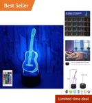 Vivid 16 Color Changing 3D Guitar Night Light - Smart Touch & Usb/battery Power. Fixed Price $25.19.