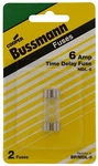 Cooper BP/MDL-6 Glass Fuse, Amp By Bussmann, 2 Fuses. Fixed Price $12.12.