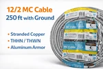 Cerrowire 12/2 Mc Cable 250 Ft Stranded Copper Thhn/thwn Aluminum Armor. Fixed Price $241.00.