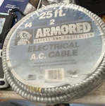 25 Foot 14 Gauge Two Conductor Armored Electrical Ac Cable. Fixed Price $38.14.