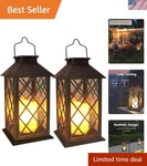 Elegant Solar Lanterns - 2 Pack Waterproof Flickering Led Lights For Outdoors. Fixed Price $60.00.