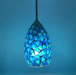 1 Light Mini Pendant Kichen Lsland Or Bar-blue Glass Satin Nickel Finish. Fixed Price $29.95.