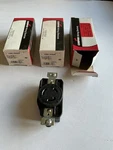(3) Cooper Wiring Devices # CWL1020R / Pole, Wire, A, Receptacle. (black). Fixed Price $50.00.